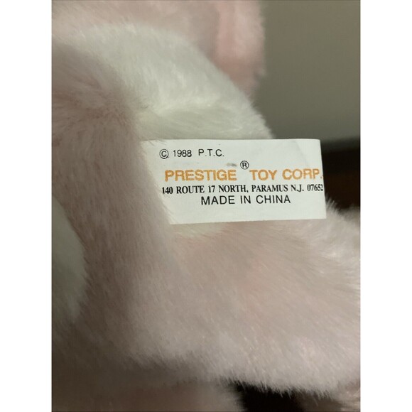 Vintage 1988 PRESTIGE Pink Bunny Riddle Rabbit Plush Easter Big Feet 10" - Picture 6 of 9